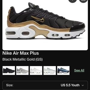 Nike Kids Air Max Plus Black and Gold Sneakers